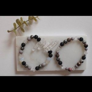 Stackable Crystal Grey Lilac Black Bracele…